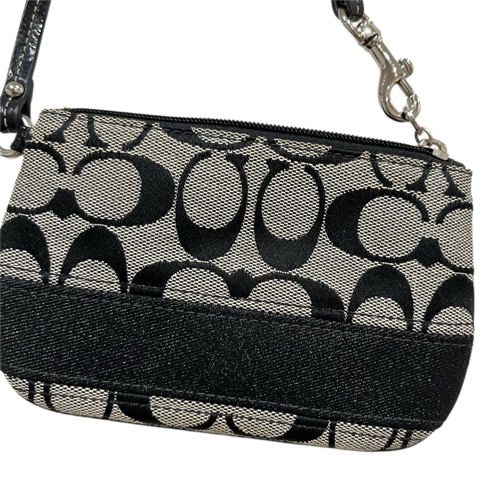 Coach Wristlet Black Gray Canvas